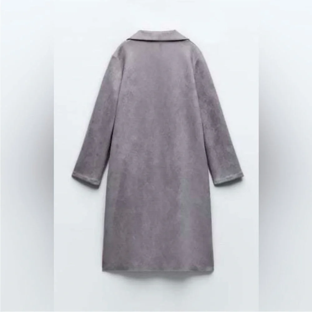 RARE! FALL FINDS TRUE AUTUMN - NWT Zara Faux Suede Coat / Duster, Gray, sz S
